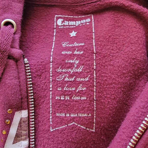 ASU Sun Devils Full Zip Up Hoodie Sweatshirt Jacket, Maroon, Womens Size M - Picture 7 of 9